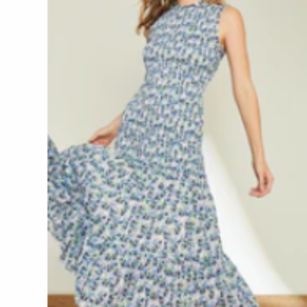 Verena smocked dress in cobalt blue color scheme- Size 16